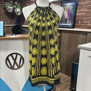 Yellow and Grey Halter Dress